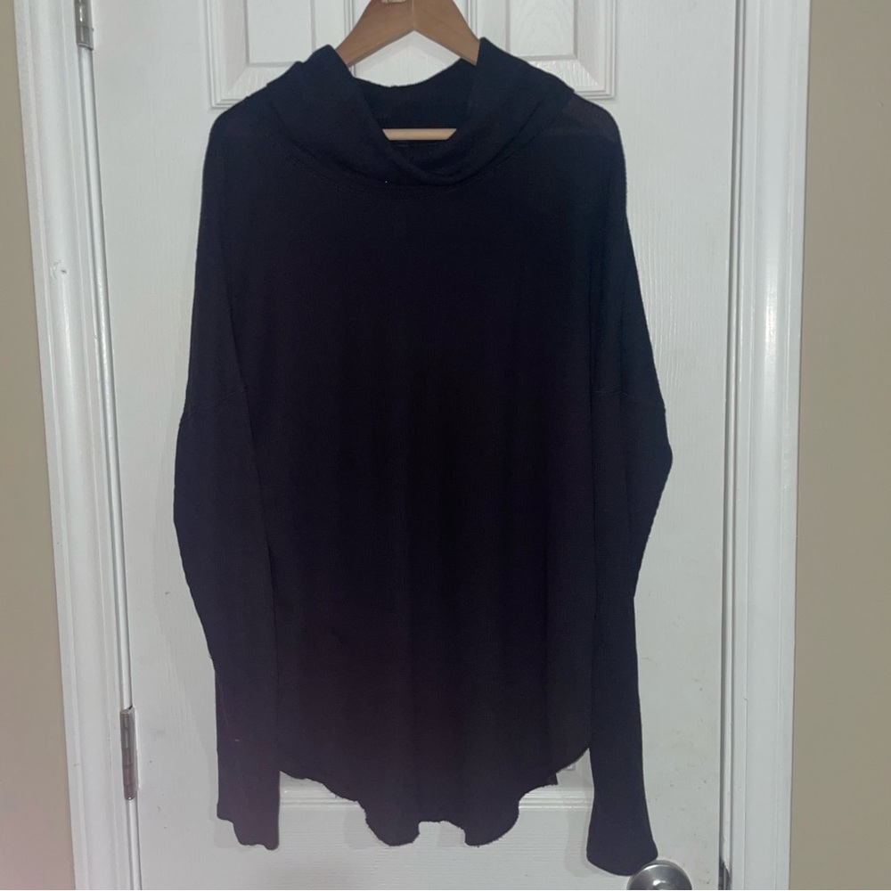 Aritzia The‎ Group Babaton Womens Long Sleeve Waffle Knit Turtleneck Black Sz Lg